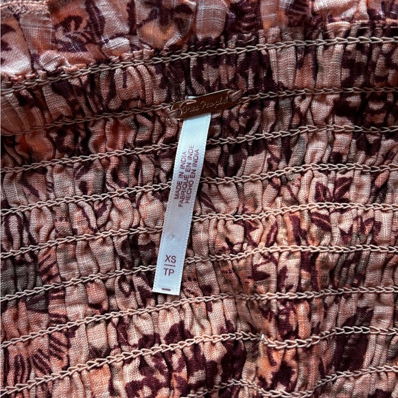 Free People Smock It To Me Apricot Combo Mini Dress XS - Picture 4 of 7